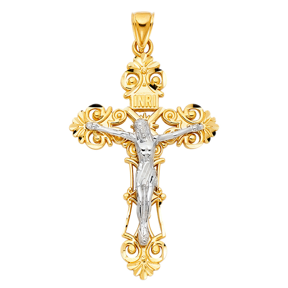 14K Yellow Gold Crucifix Cross Pendant - PT1211
