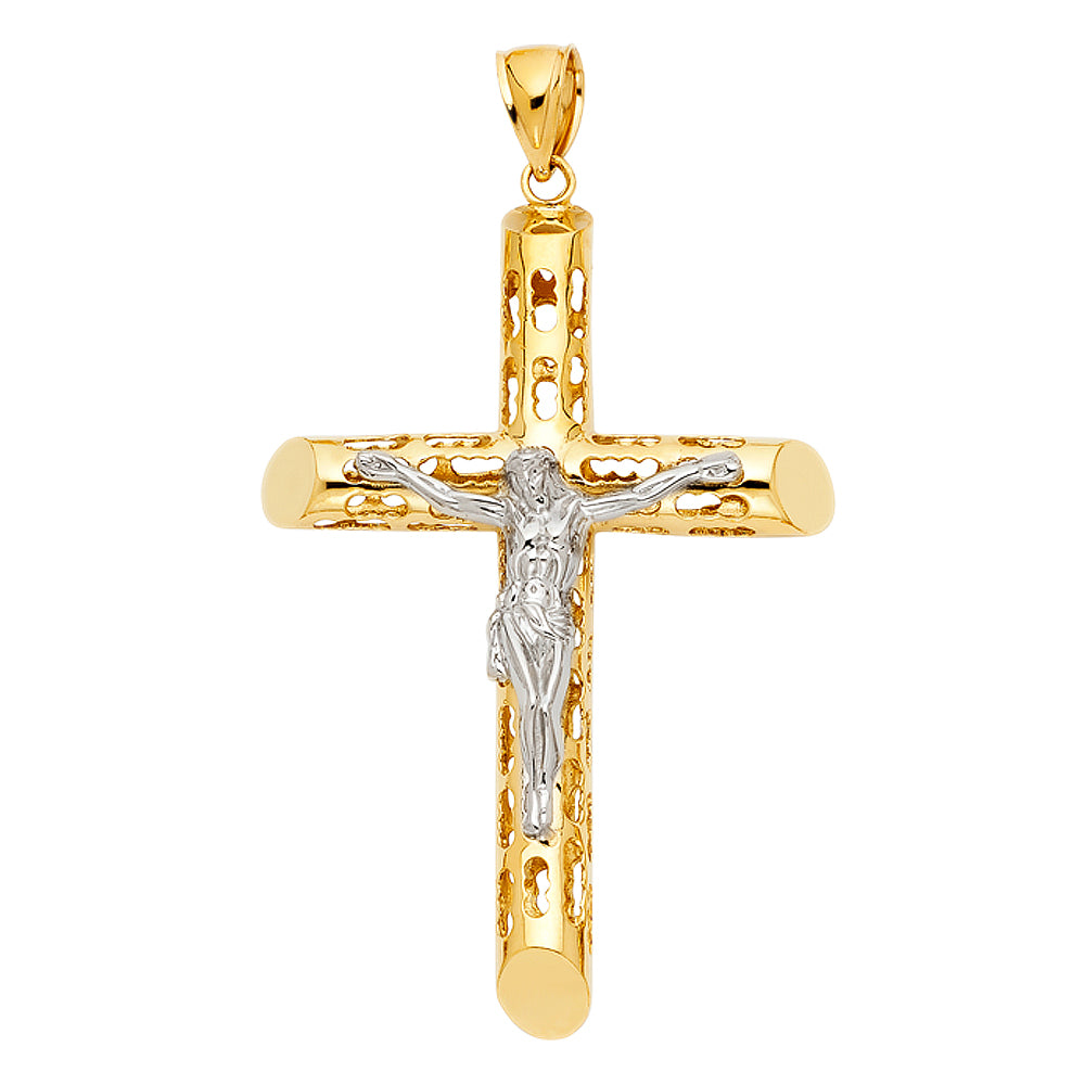 14K Yellow Gold Crucifix Cross Pendant - PT1212