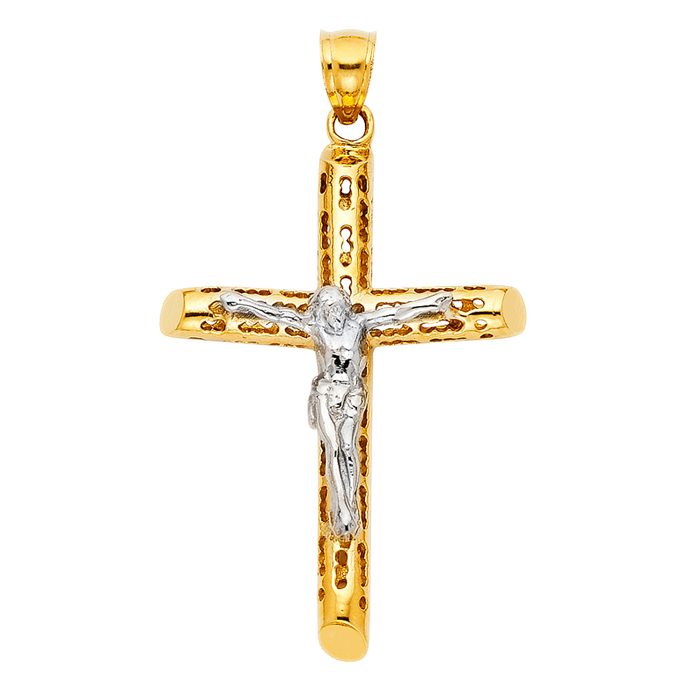 14K Yellow Gold Crucifix Cross Pendant - PT1213