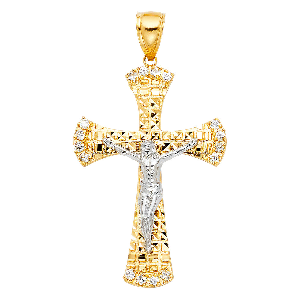14K Yellow Gold Crucifix Cross Pendant - PT1216