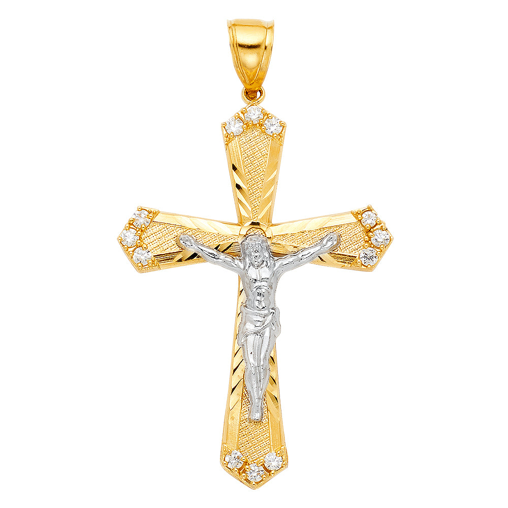 14K Yellow Gold Crucifix Cross Pendant - PT1217