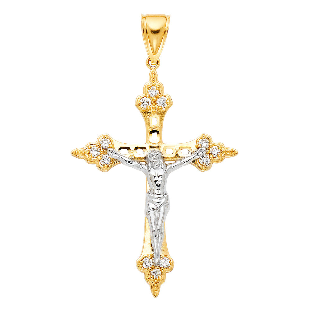 14K Yellow Gold Crucifix Cross Pendant - PT1218