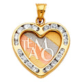 14K Yellow Gold Mom, Family, Baby & Heart Pendant - PT1328