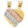 14K Yellow Gold Mom, Family, Baby & Heart Pendant - PT1378