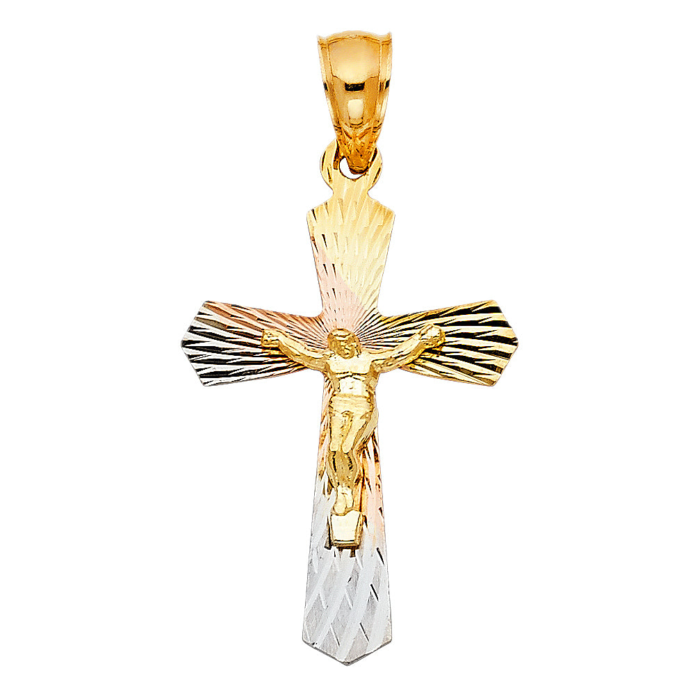 14K Yellow Gold Crucifix Cross Pendant - PT1418