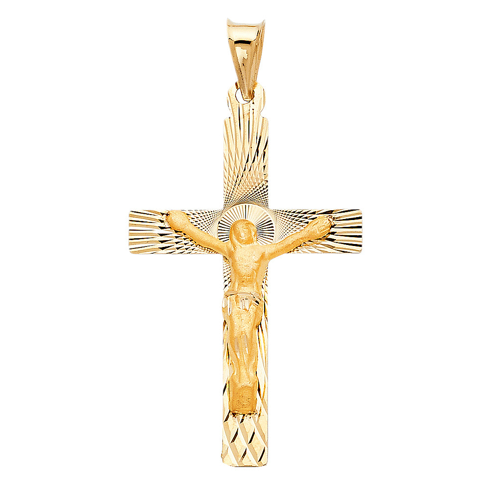 14K Yellow Gold Crucifix Cross Pendant - PT1423