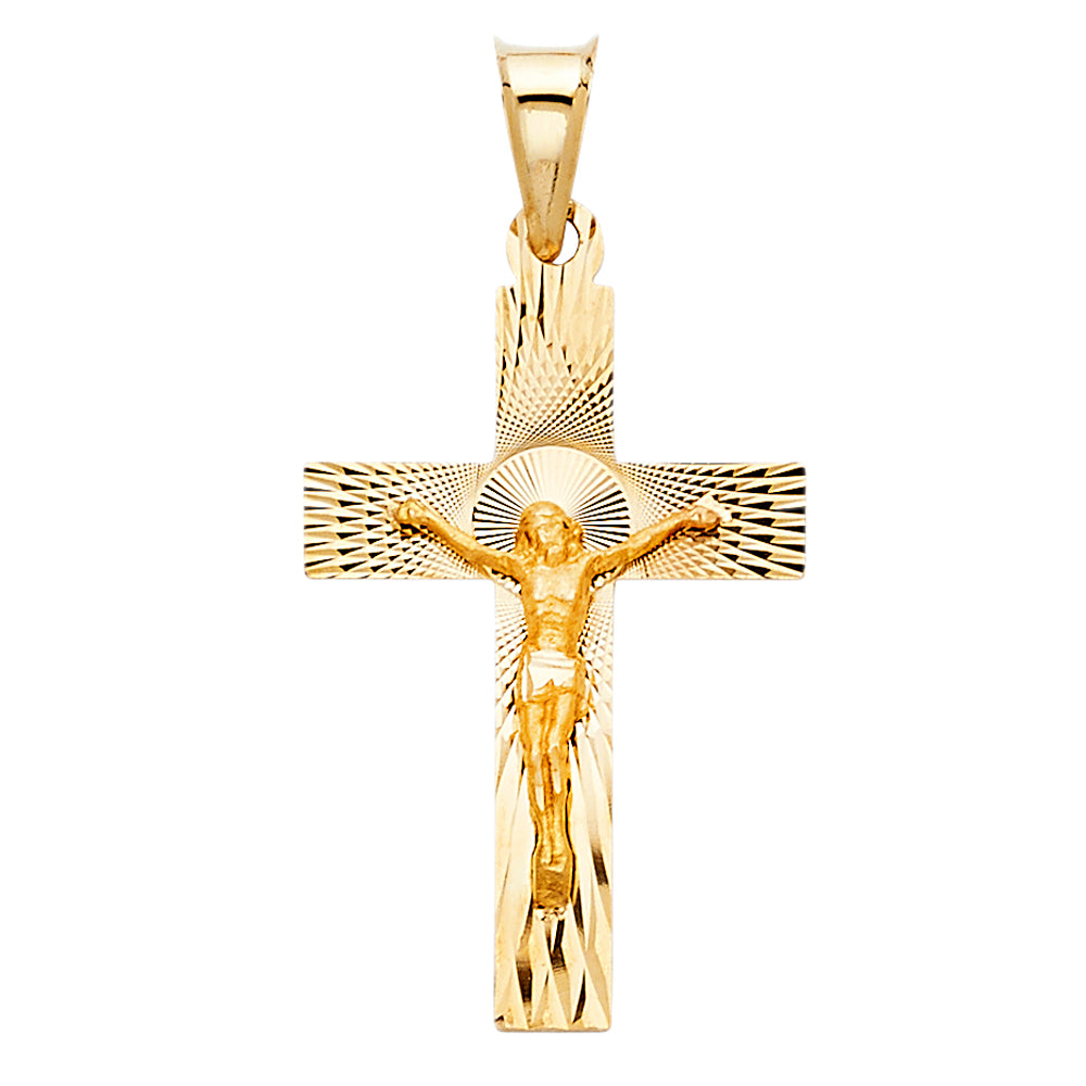 14K Yellow Gold Crucifix Cross Pendant - PT1424
