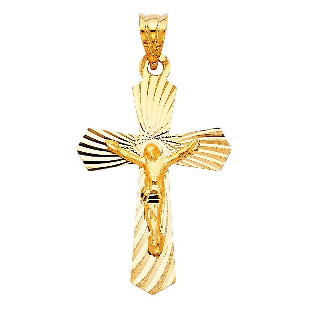 14K Yellow Gold Crucifix Cross Pendant - PT1425