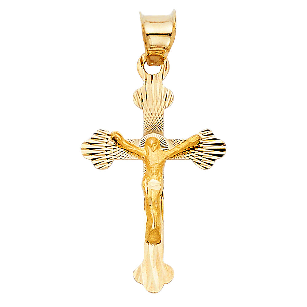 14K Yellow Gold Crucifix Cross Pendant - PT1426