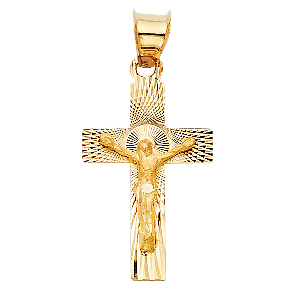 14K Yellow Gold Crucifix Cross Pendant - PT1427