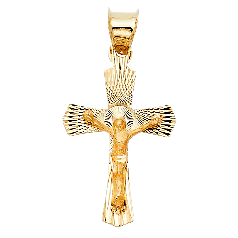 14K Yellow Gold Crucifix Cross Pendant - PT1428