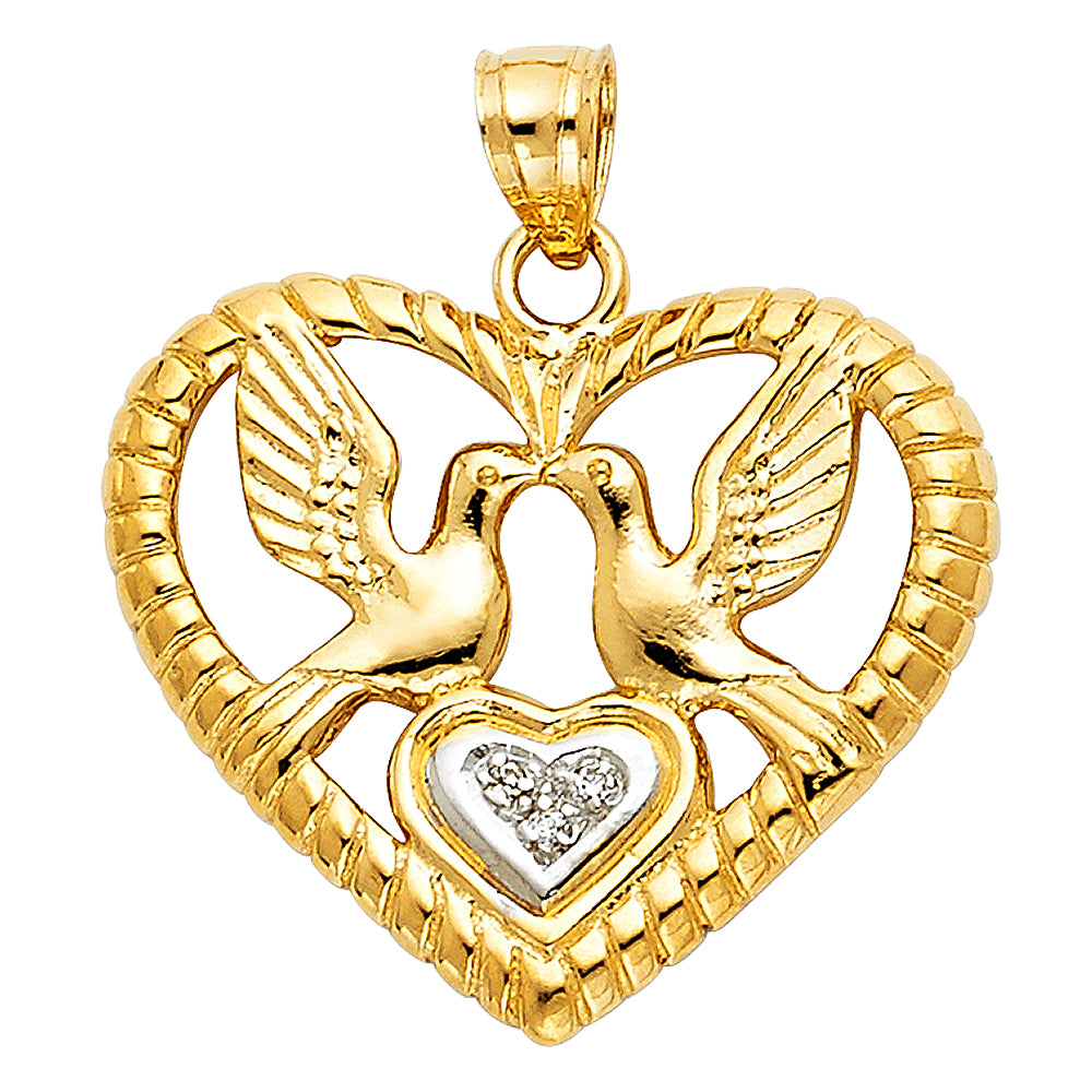 14K Yellow Gold Mom, Family, Baby & Heart Pendant - PT1499