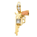 14K Yellow Gold Gun, Money & Animal Pendant - PT1516