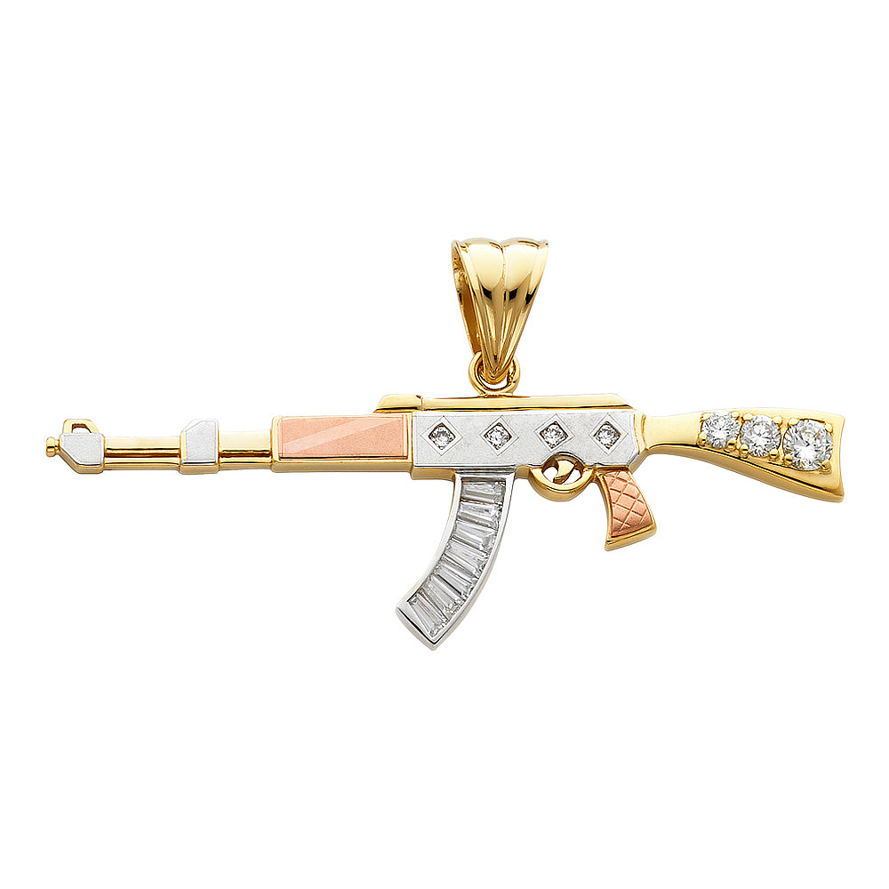 14K Yellow Gold Gun, Money & Animal Pendant - PT1519