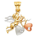 14K Yellow Gold Mom, Family, Baby & Heart Pendant - PT1557