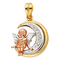 14K Yellow Gold Mom, Family, Baby & Heart Pendant - PT1558