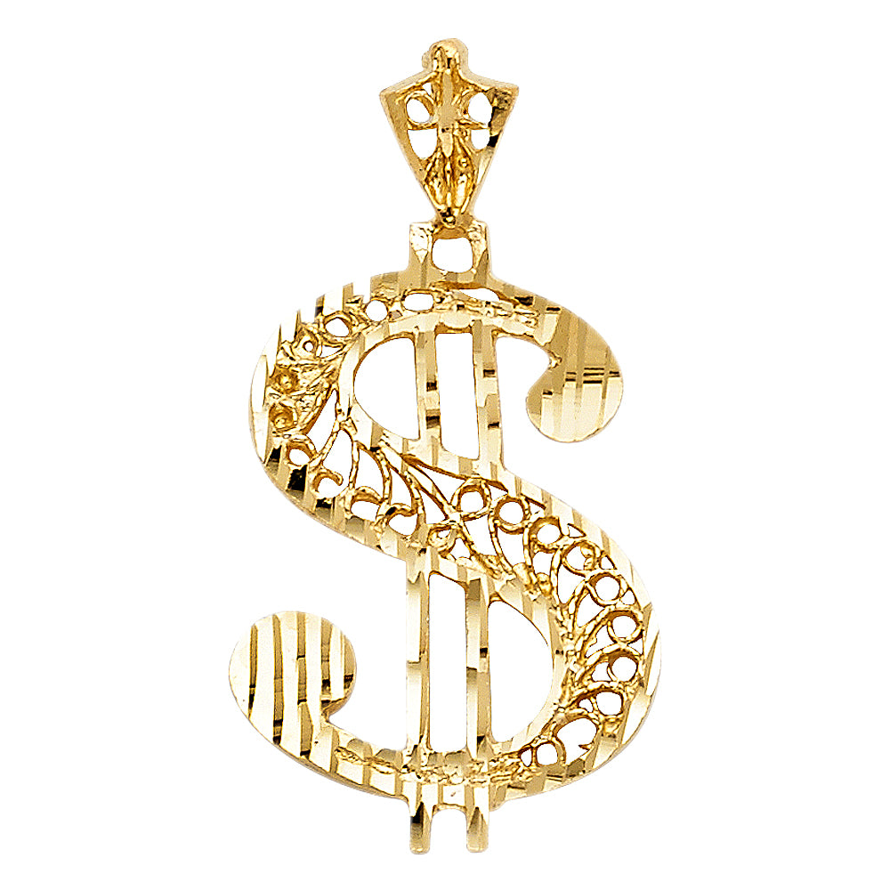 14K Yellow Gold Gun, Money & Animal Pendant - PT1573