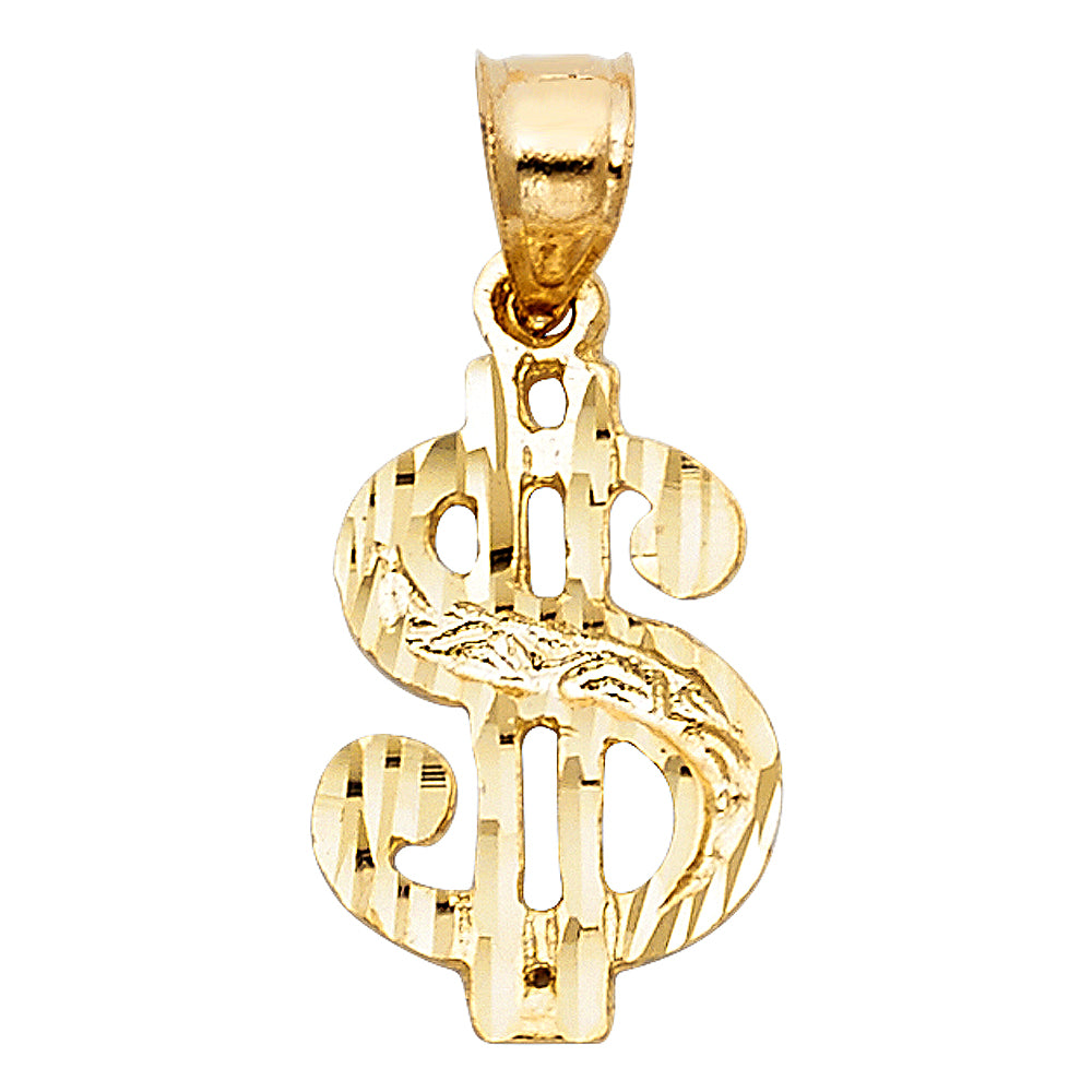 14K Yellow Gold Gun, Money & Animal Pendant - PT1574
