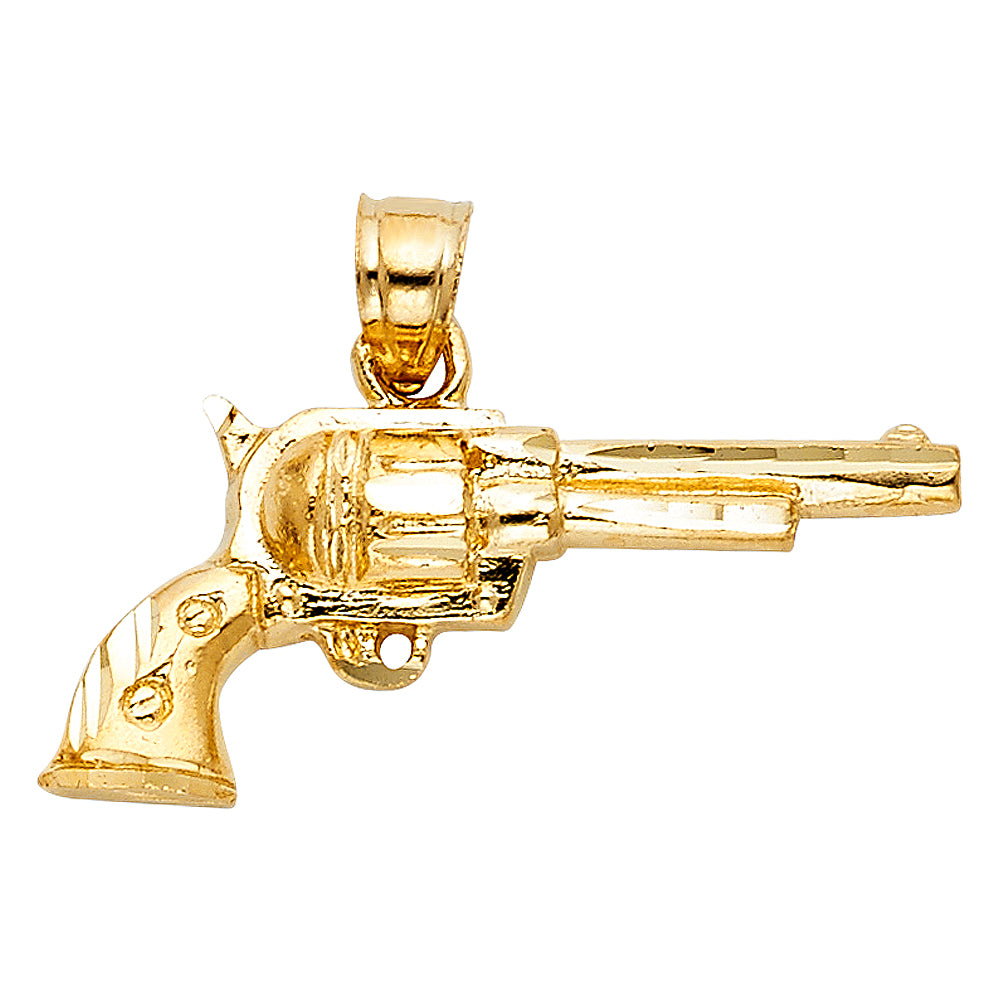 14K Yellow Gold Gun, Money & Animal Pendant - PT1578