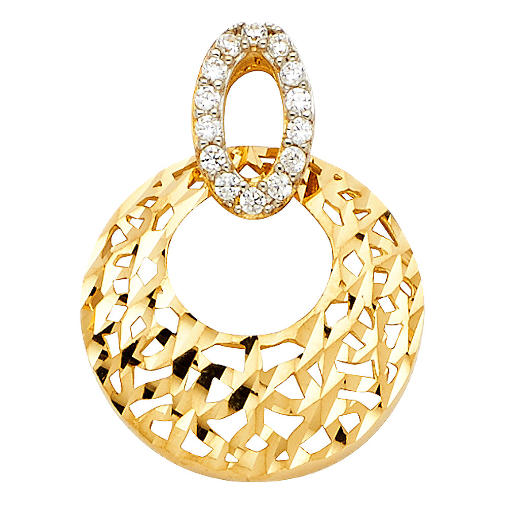 14K Yellow Gold Mom, Family, Baby & Heart Pendant - PT1738