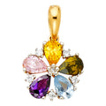 14K Yellow Gold Flower & 15 Años Pendant - PT1753