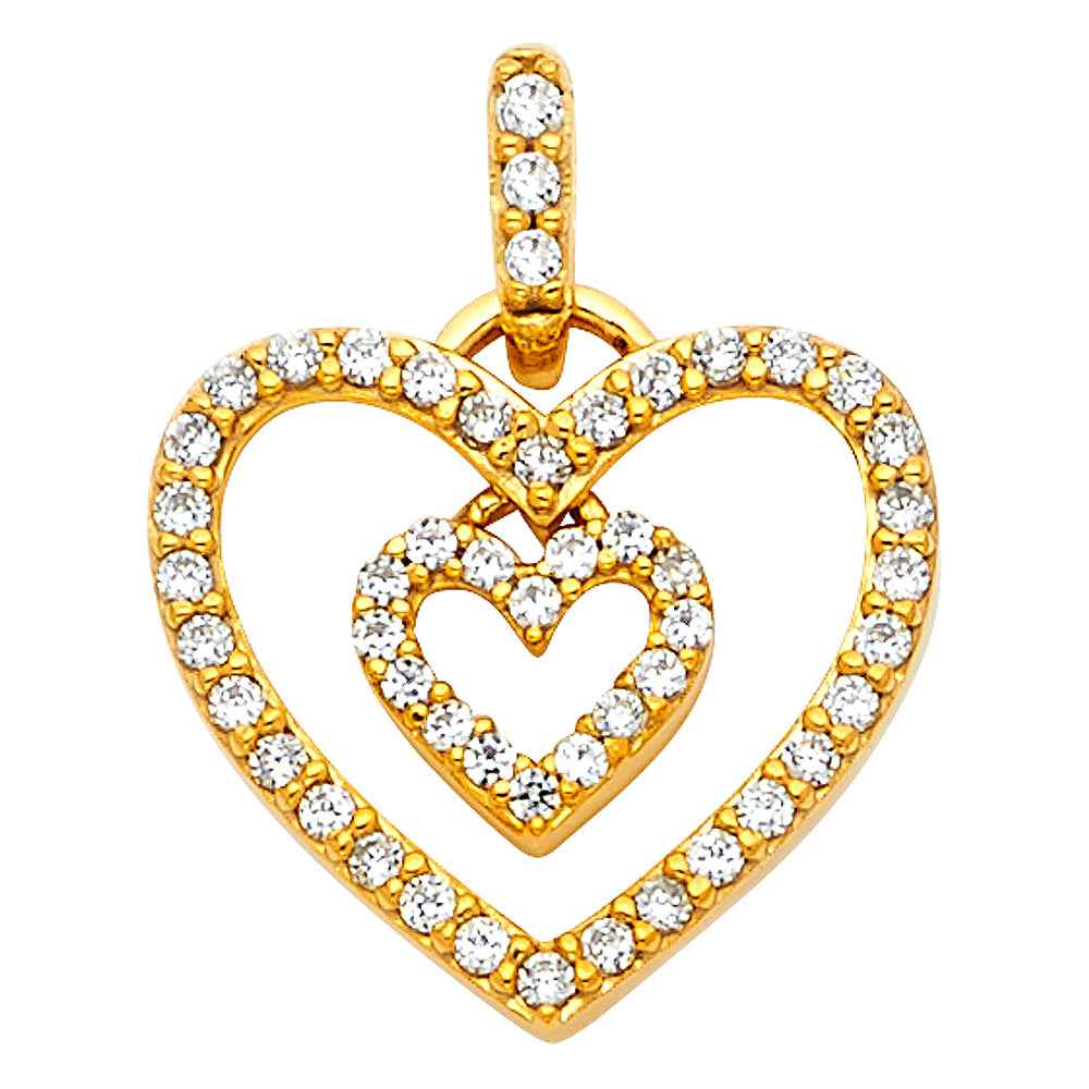 14K Yellow Gold Mom, Family, Baby & Heart Pendant - PT1773