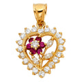 14K Yellow Gold Mom, Family, Baby & Heart Pendant - PT1783