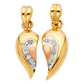 14K Yellow Gold Mom, Family, Baby & Heart Pendant - PT1788