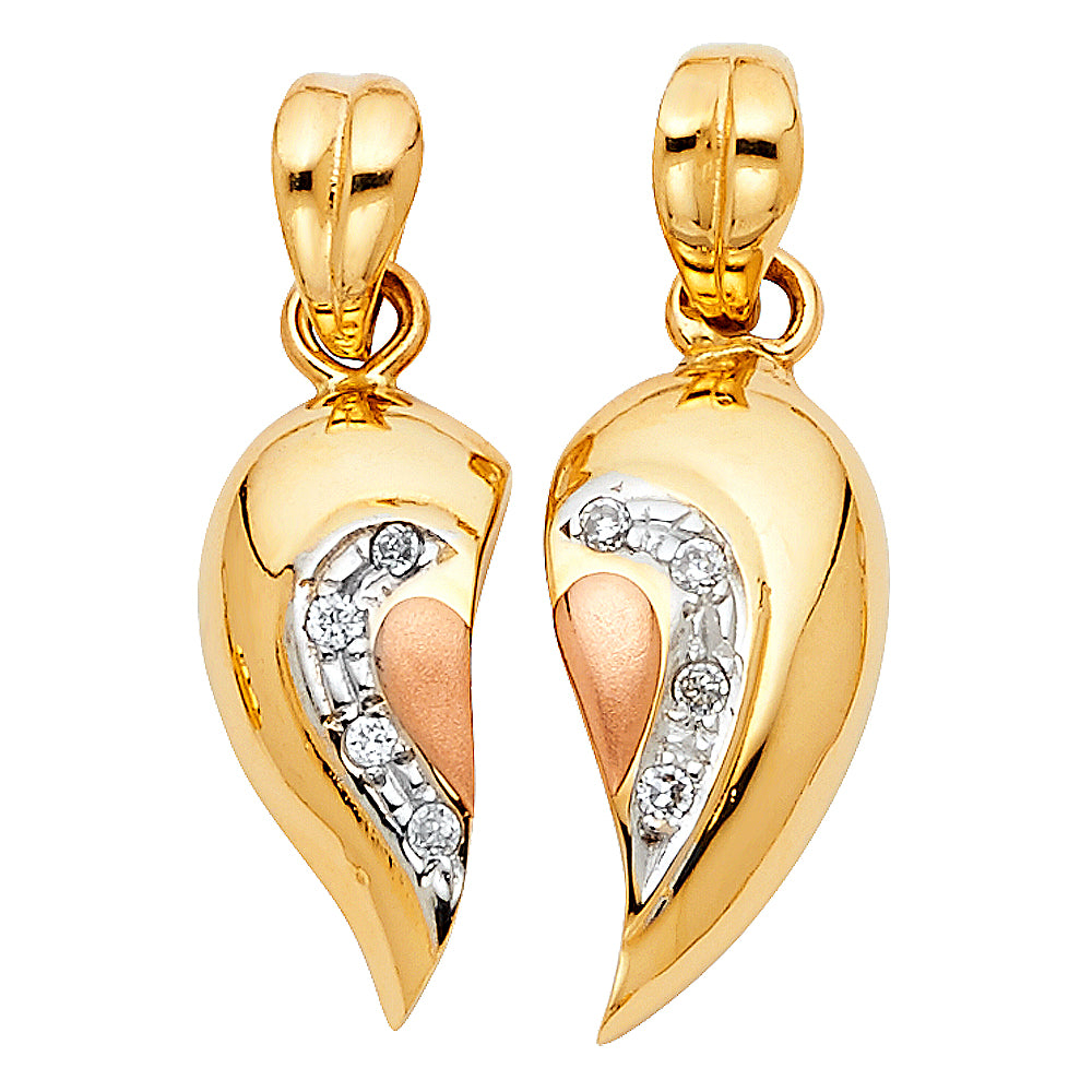 14K Yellow Gold Mom, Family, Baby & Heart Pendant - PT1788