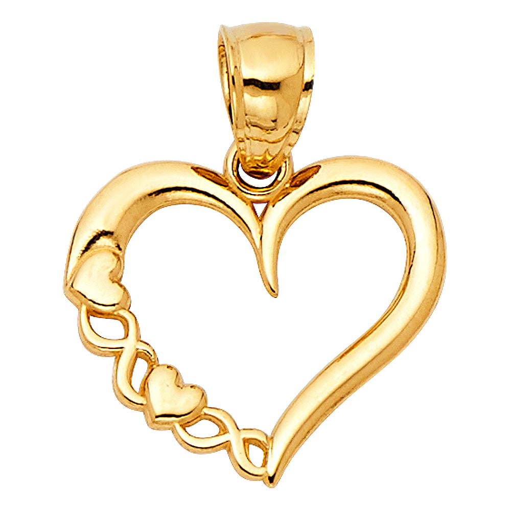 14K Yellow Gold Mom, Family, Baby & Heart Pendant - PT1790