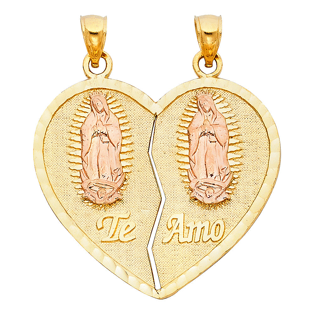 14K Yellow Gold Mom, Family, Baby & Heart Pendant - PT1803