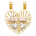14K Yellow Gold Mom, Family, Baby & Heart Pendant - PT1806