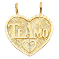 14K Yellow Gold Mom, Family, Baby & Heart Pendant - PT1807