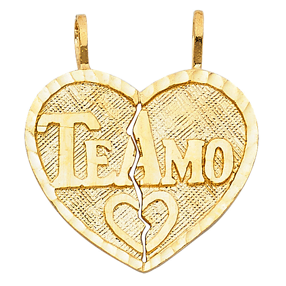 14K Yellow Gold Mom, Family, Baby & Heart Pendant - PT1807