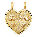 14K Yellow Gold Mom, Family, Baby & Heart Pendant - PT1809