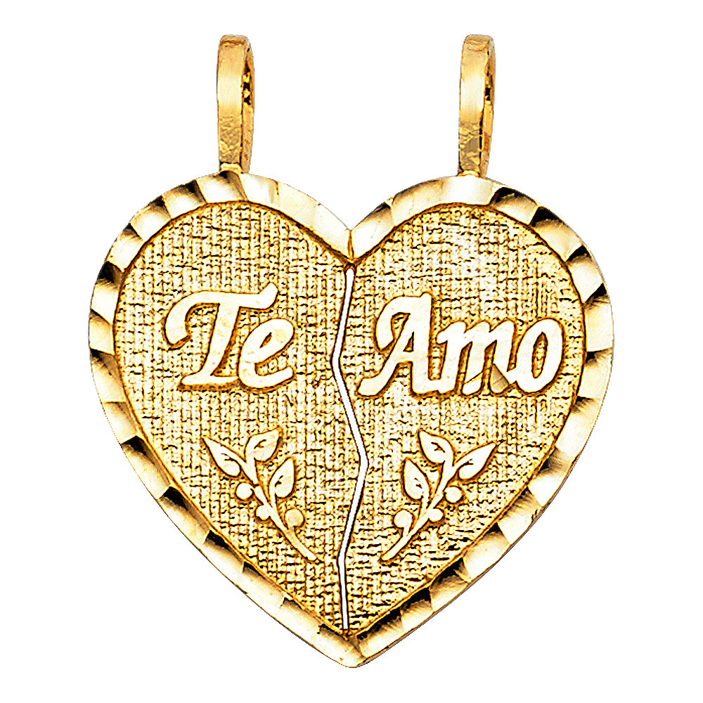 14K Yellow Gold Mom, Family, Baby & Heart Pendant - PT1809