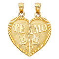 14K Yellow Gold Mom, Family, Baby & Heart Pendant - PT1812