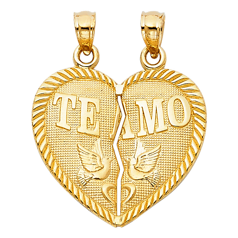 14K Yellow Gold Mom, Family, Baby & Heart Pendant - PT1812