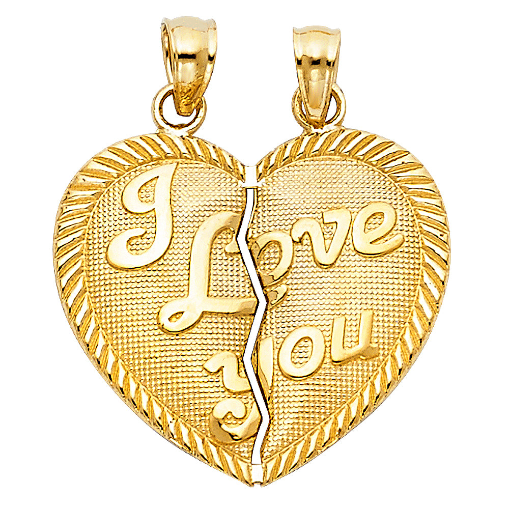 14K Yellow Gold Mom, Family, Baby & Heart Pendant - PT1815