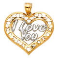 14K Yellow Gold Mom, Family, Baby & Heart Pendant - PT1818
