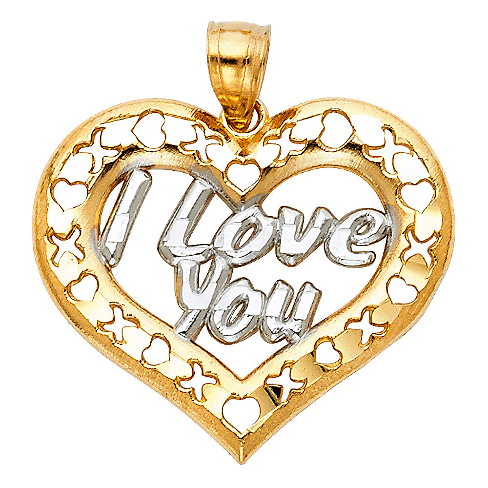 14K Yellow Gold Mom, Family, Baby & Heart Pendant - PT1818