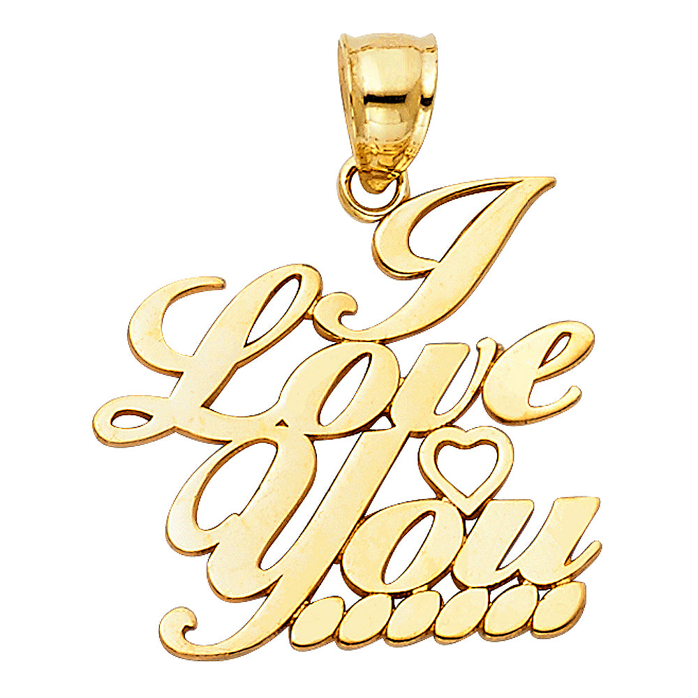14K Yellow Gold Mom, Family, Baby & Heart Pendant - PT1820