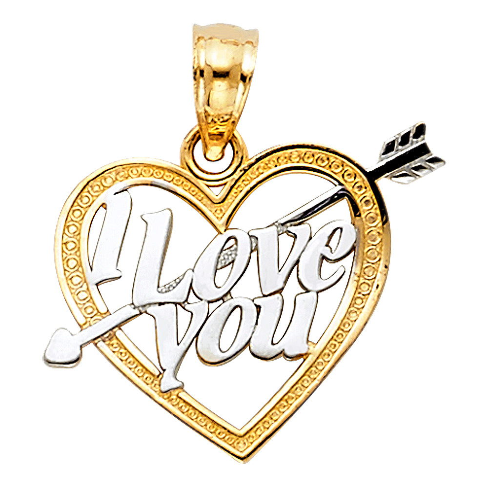 14K Yellow Gold Mom, Family, Baby & Heart Pendant - PT1821