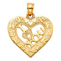 14K Yellow Gold Mom, Family, Baby & Heart Pendant - PT1822