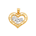 14K Yellow Gold Mom, Family, Baby & Heart Pendant - PT1825