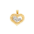 14K Yellow Gold Mom, Family, Baby & Heart Pendant - PT1827