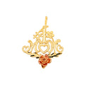 14K Yellow Gold Mom, Family, Baby & Heart Pendant - PT1832