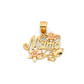 14K Yellow Gold Mom, Family, Baby & Heart Pendant - PT1833