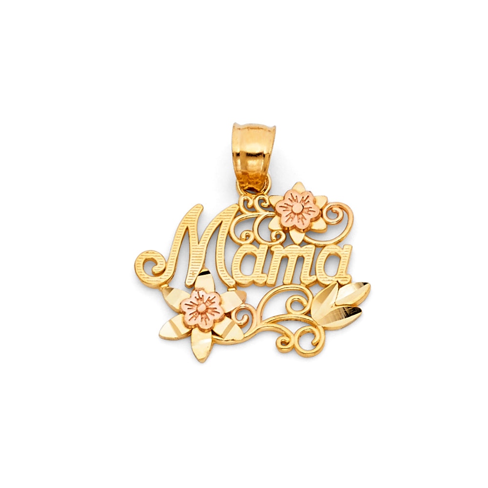 14K Yellow Gold Mom, Family, Baby & Heart Pendant - PT1833