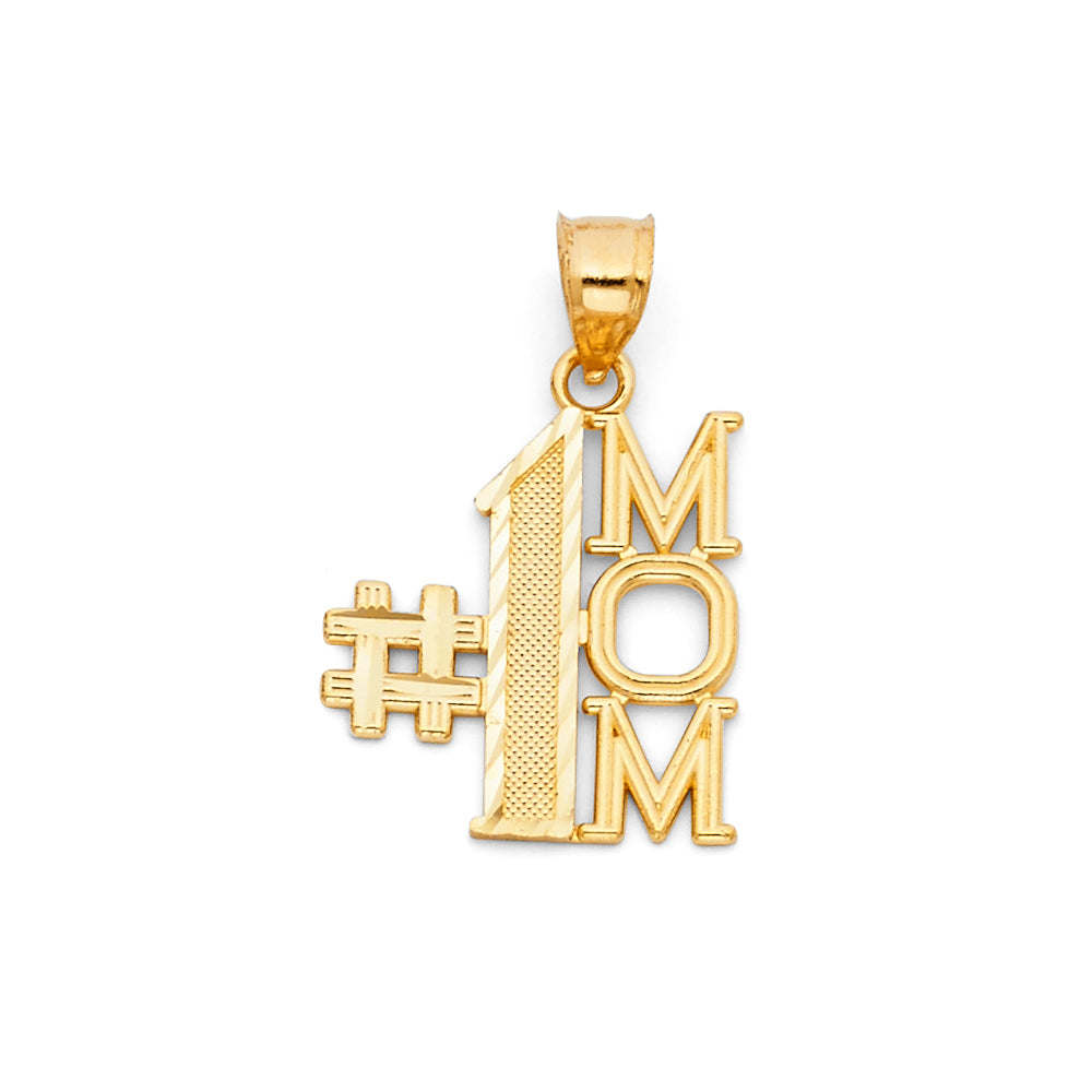 14K Yellow Gold Mom, Family, Baby & Heart Pendant - PT1835